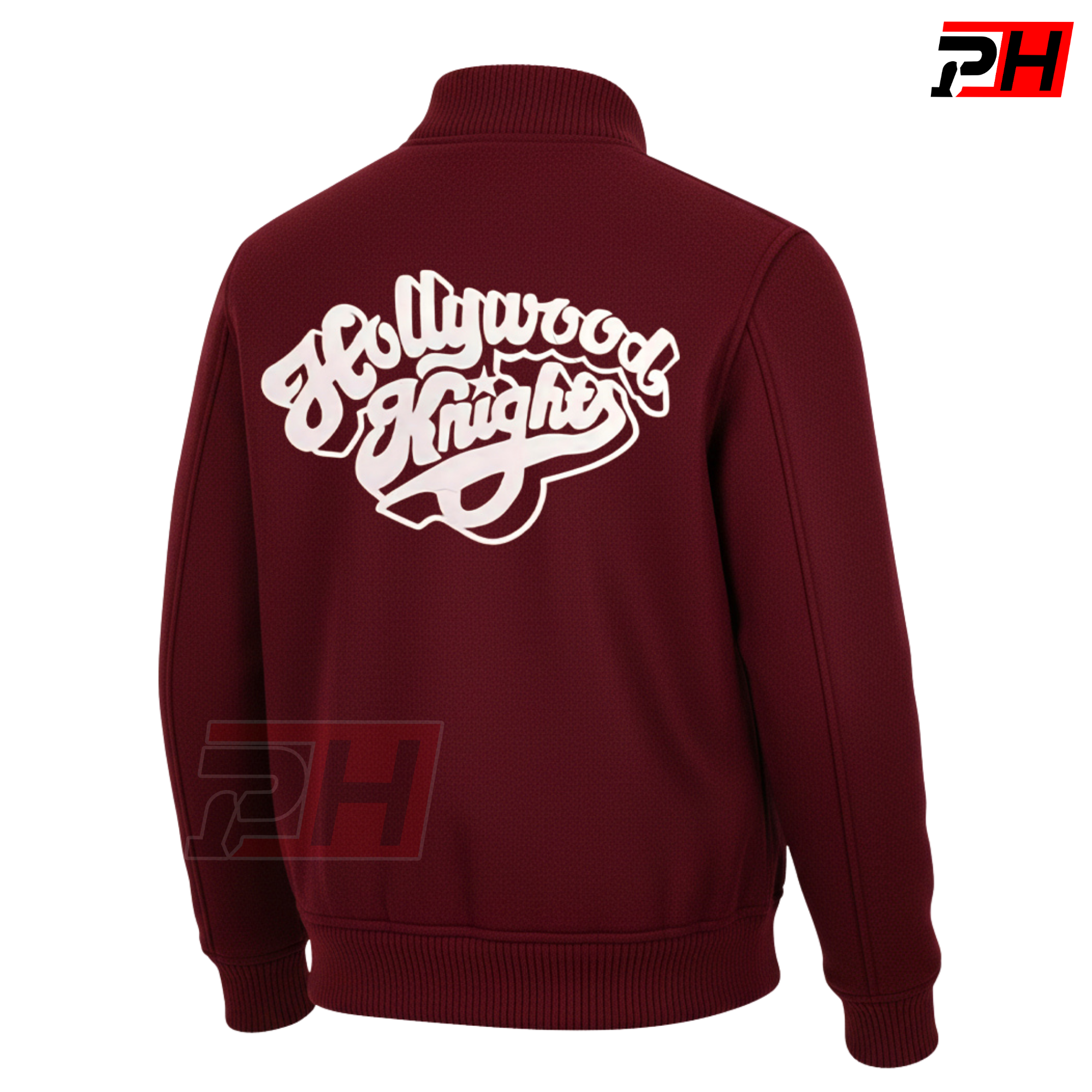 Men's Custom Hollywood Knights Varsity Jacket | Maroon Wool Tubby's Cosplay Letterman Bomber