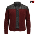 Captain Picard's Inspired Next Generation Red Suede Leather Jacket | Men's Sci-Fi Cosplay Uniform