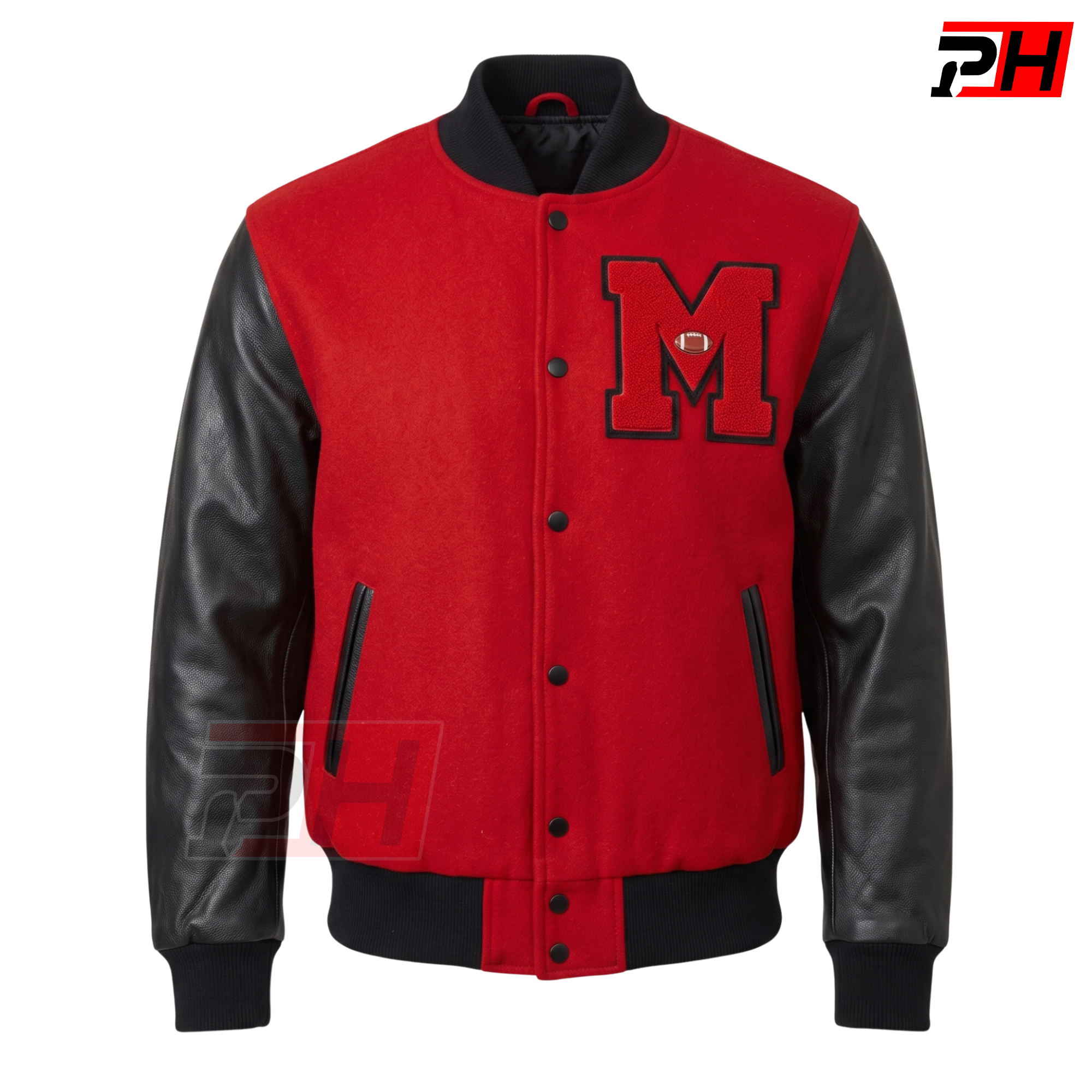 Men's Colin Jost Varsity Jacket | SNL Red Wool & Black Leather Bomber | Saturday Night Live Celebrity Letterman Coat | Custom Baseball Outerwear