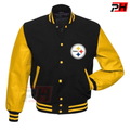 Men's Pittsburgh Black & Yellow Varsity Jacket | Retro American Football Letterman Bomber Coat