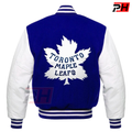 Men's Toronto Maple Leafs Varsity Jacket | Blue Wool & White Leather Letterman Bomber | Custom Hockey Fan Apparel | Retro Sports Coat