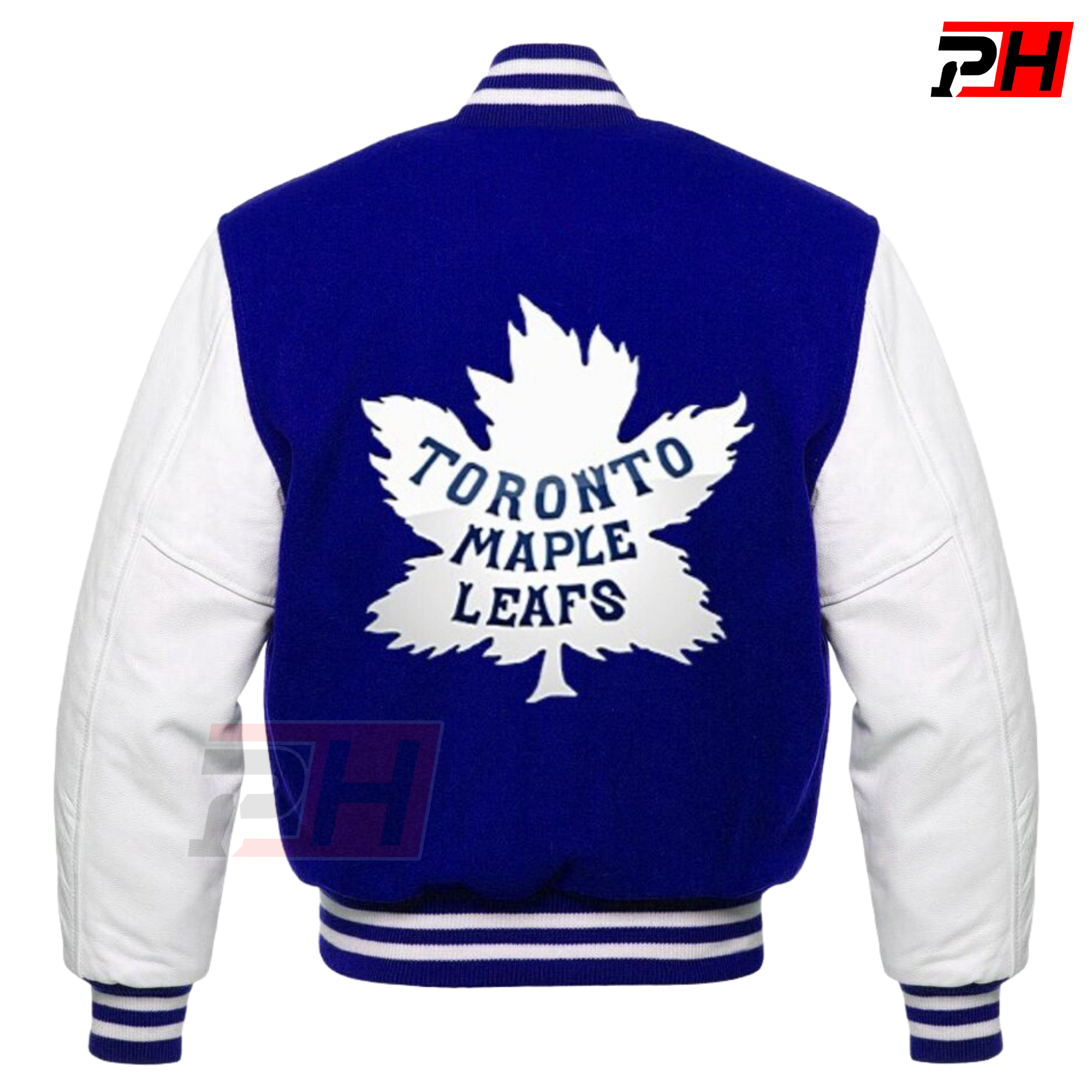 Men's Toronto Maple Leafs Varsity Jacket | Blue Wool & White Leather Letterman Bomber | Custom Hockey Fan Apparel | Retro Sports Coat