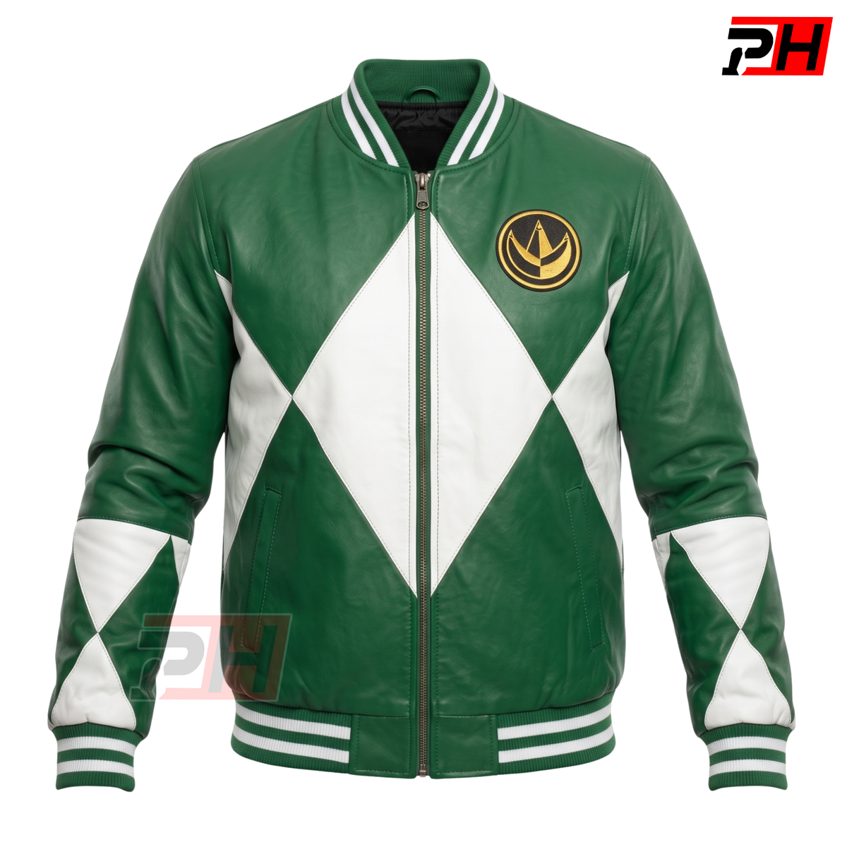 Men's Tommy Oliver Green Ranger Leather Jacket | 90s Dragonzord Cosplay Superhero Coat