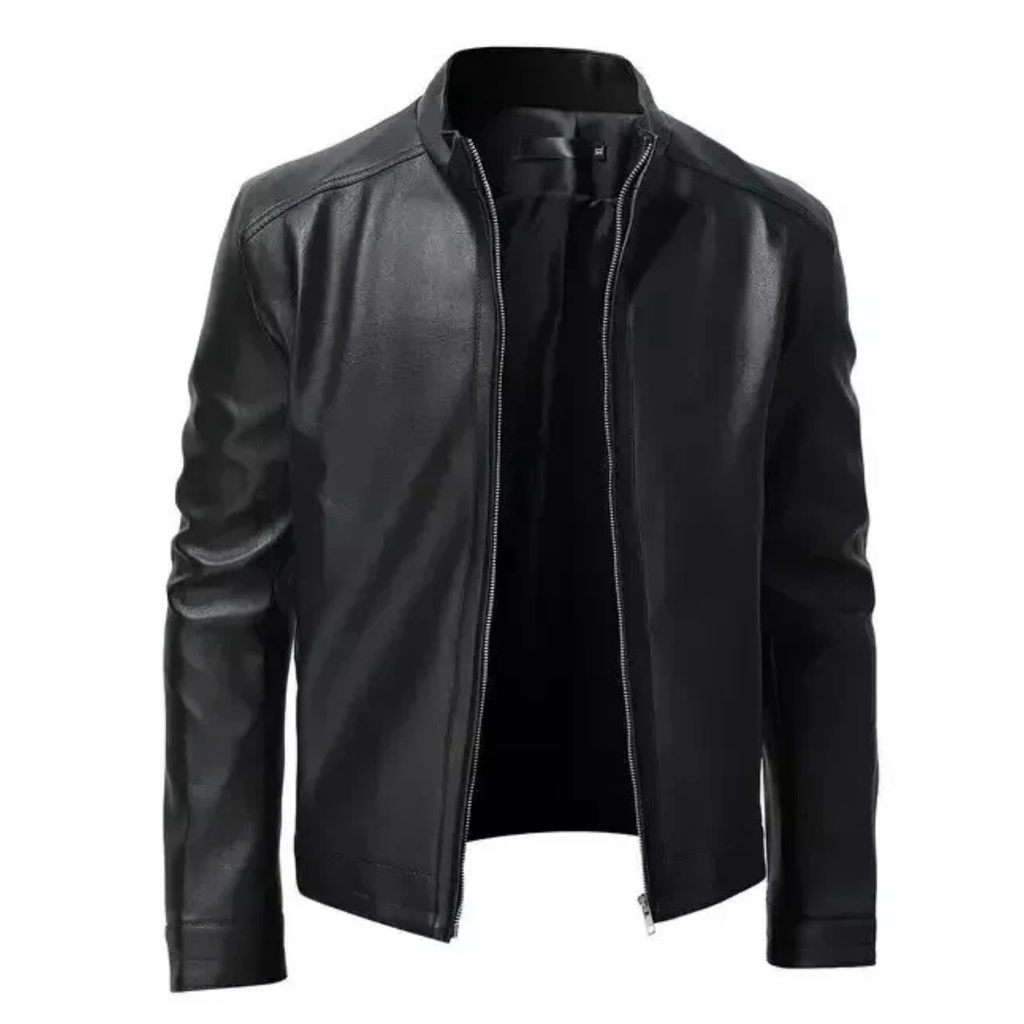 Men's Black Leather Cafe Racer Jacket | Genuine Lambskin & Faux Slim Fit Biker