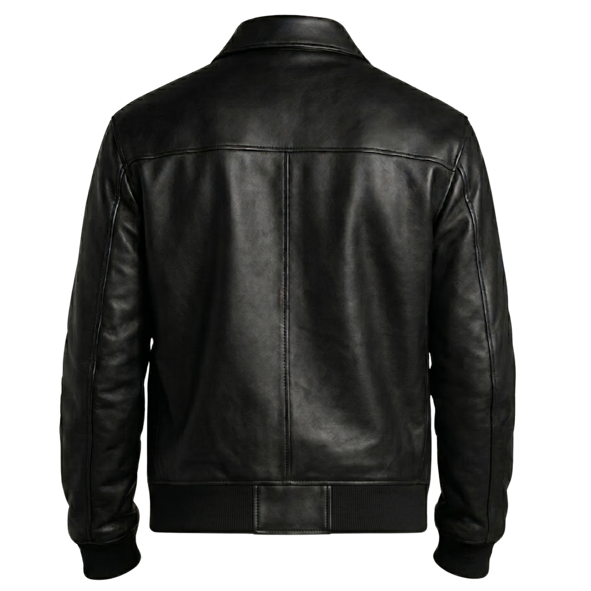 Men's Classic Black Leather Bomber Jacket | Vintage Aviator Snap-Button Coat