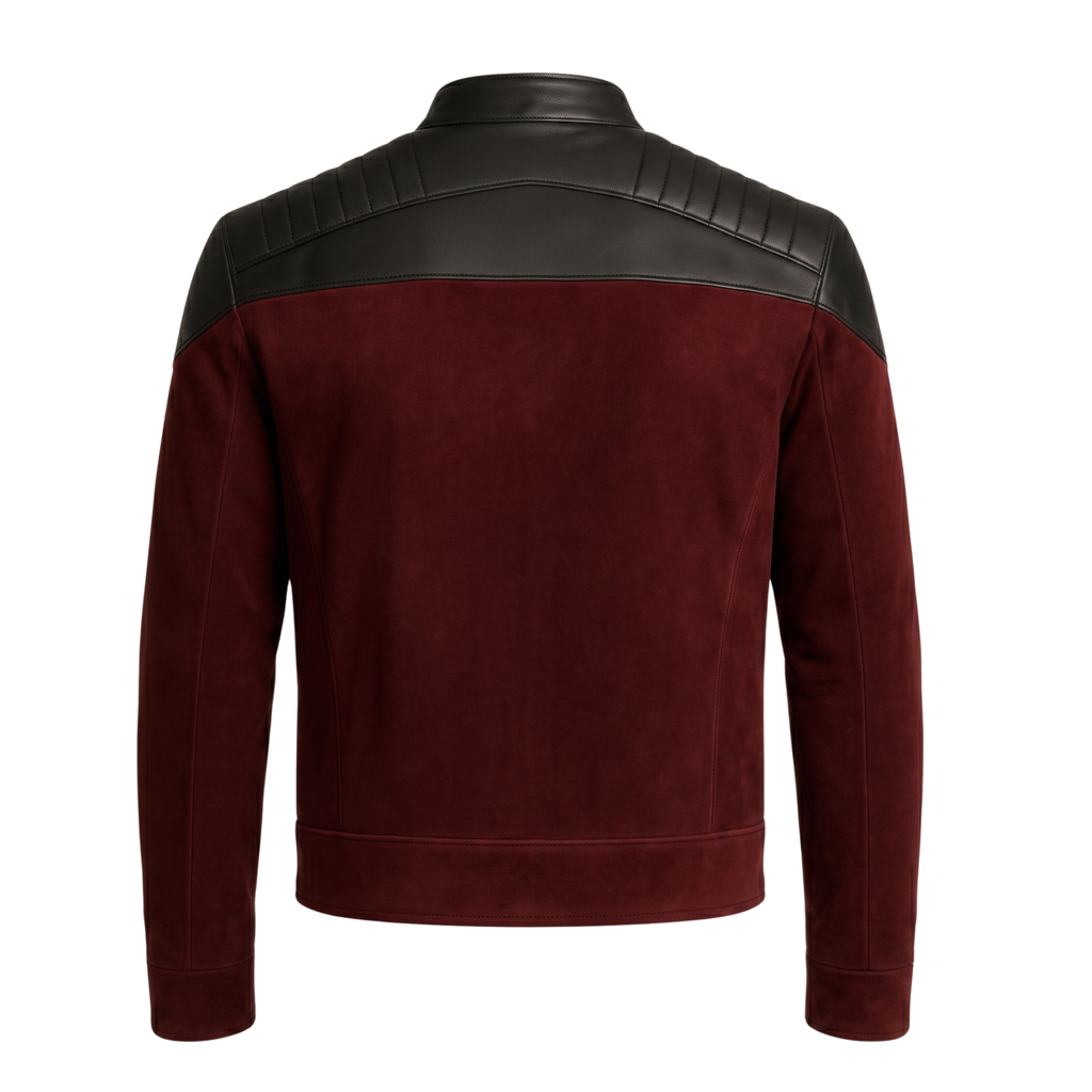 Captain Picard's Inspired Next Generation Red Suede Leather Jacket | Men's Sci-Fi Cosplay Uniform
