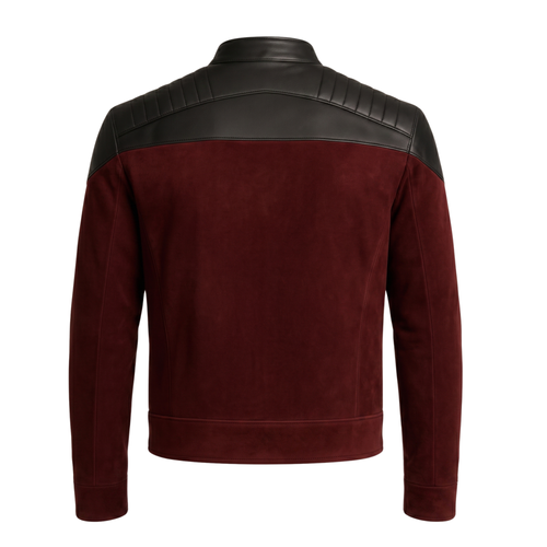 Captain Picard's Inspired Next Generation Red Suede Leather Jacket | Men's Sci-Fi Cosplay Uniform