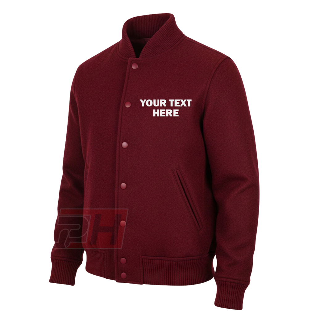 Men's Custom Hollywood Knights Varsity Jacket | Maroon Wool Tubby's Cosplay Letterman Bomber