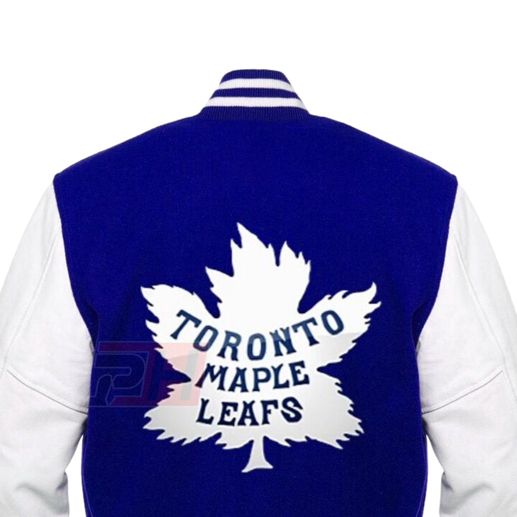 Men's Toronto Maple Leafs Varsity Jacket | Blue Wool & White Leather Letterman Bomber | Custom Hockey Fan Apparel | Retro Sports Coat
