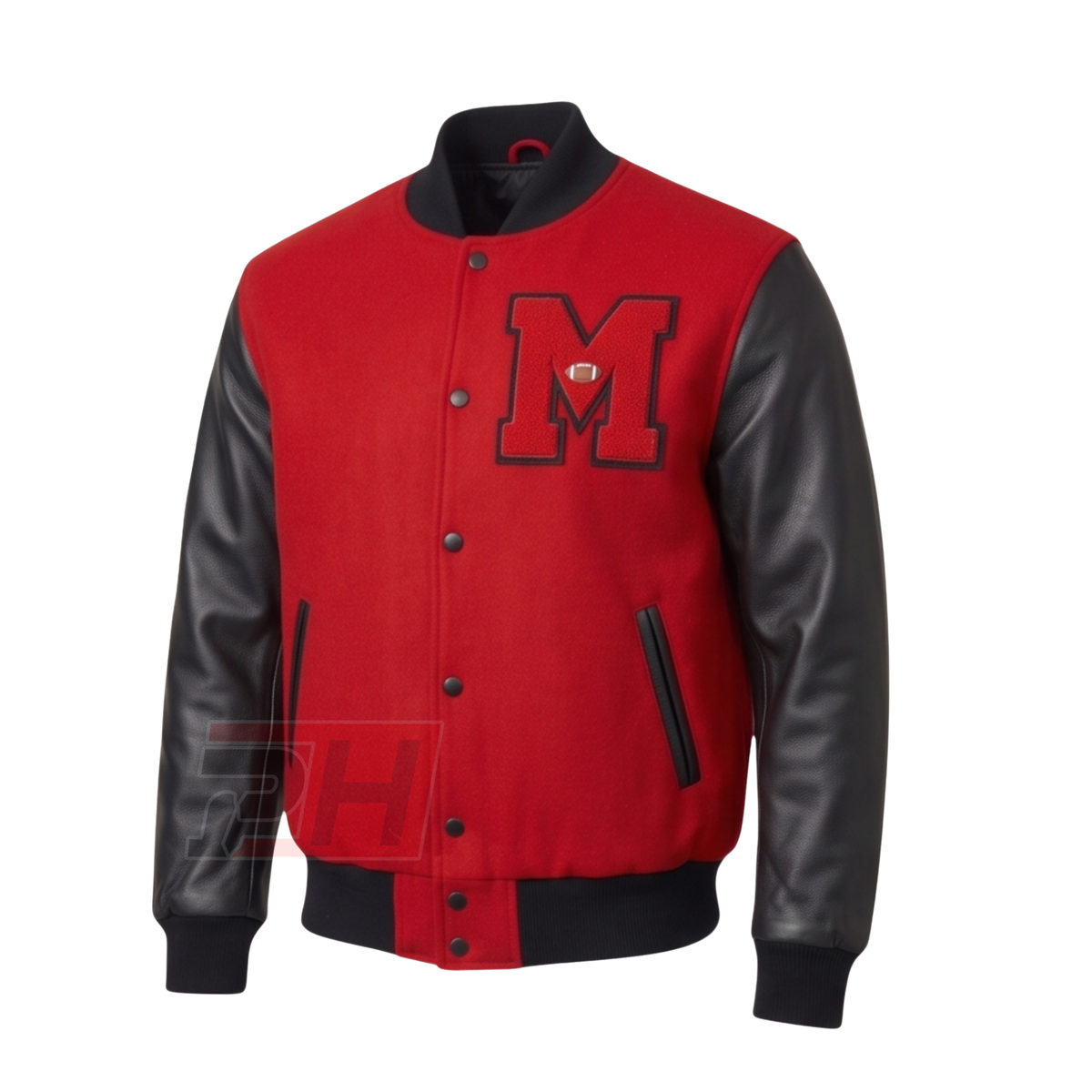 Men's Colin Jost Varsity Jacket | SNL Red Wool & Black Leather Bomber | Saturday Night Live Celebrity Letterman Coat | Custom Baseball Outerwear
