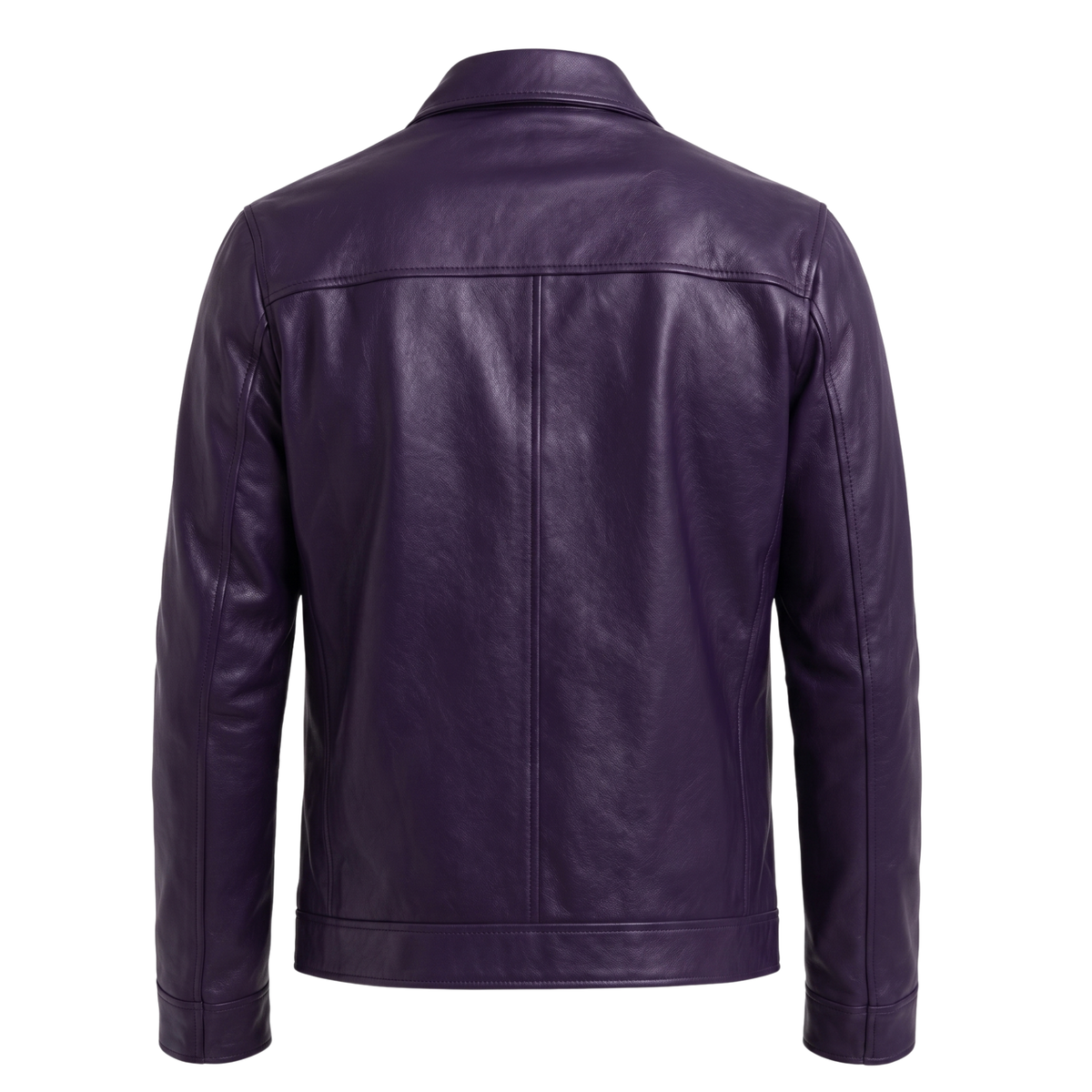 Men's Handmade Genuine Leather Purple Bomber Jacket | Classic Casual Zip-Up Biker Outerwear Coat