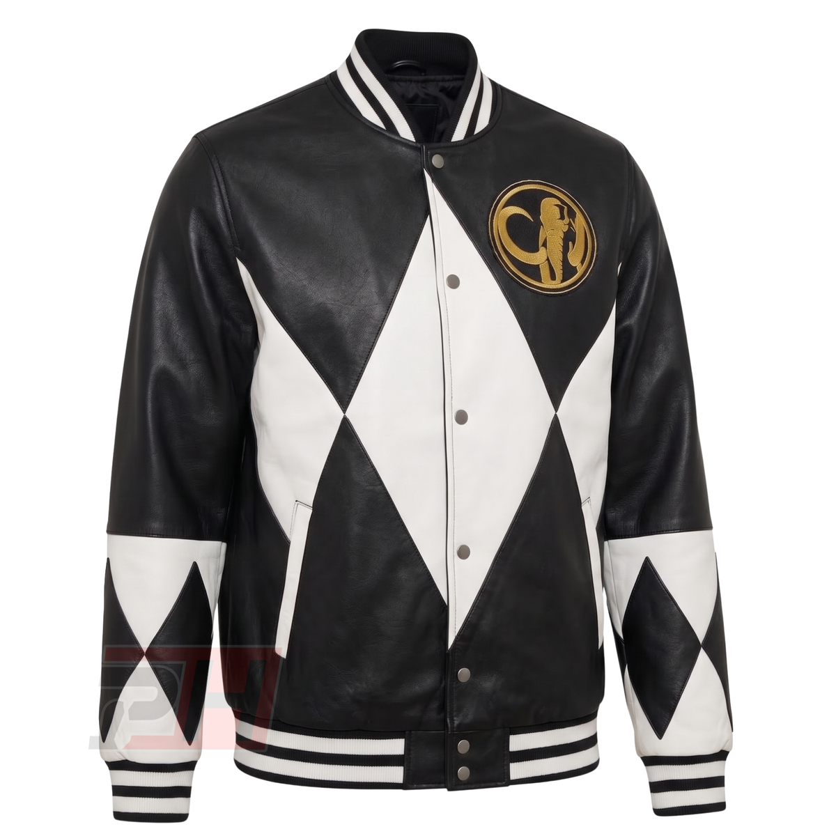 Men's Zack Taylor Black Ranger Leather Jacket | 90s Mastodon Cosplay Superhero Coat