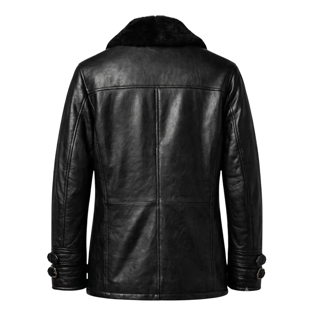 Men's RE9 Inspired Black Leather Jacket | Resident Evil 2026 Cosplay Coat | Double Breasted Fur Collar