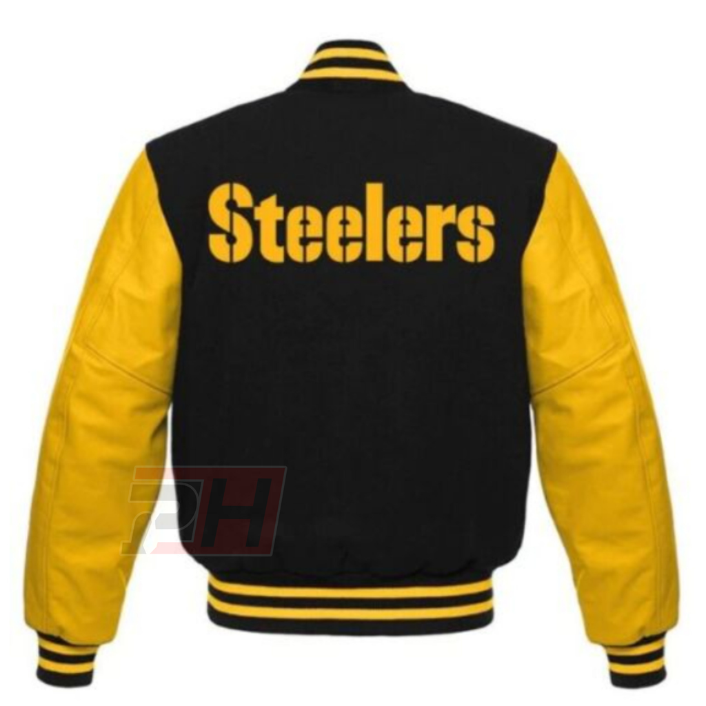 Men's Pittsburgh Black & Yellow Varsity Jacket | Retro American Football Letterman Bomber Coat