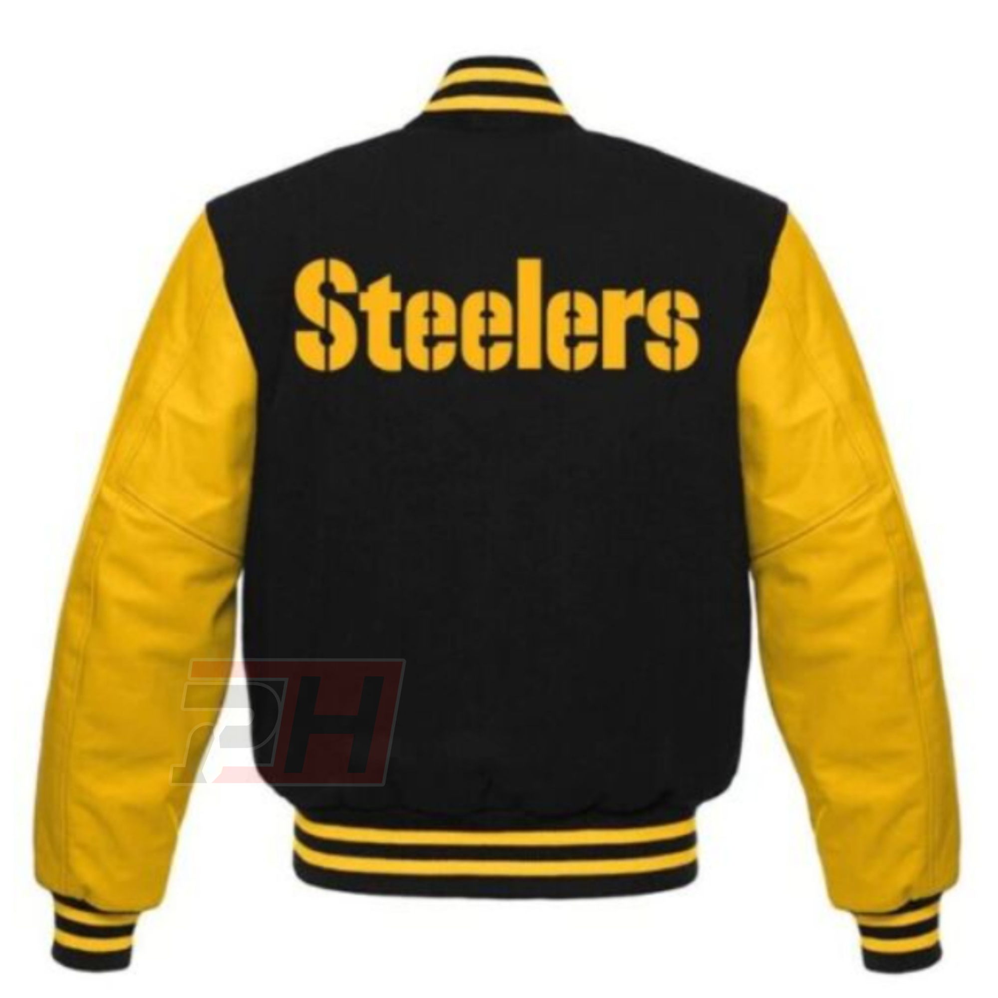 Men's Pittsburgh Black & Yellow Varsity Jacket | Retro American Football Letterman Bomber Coat
