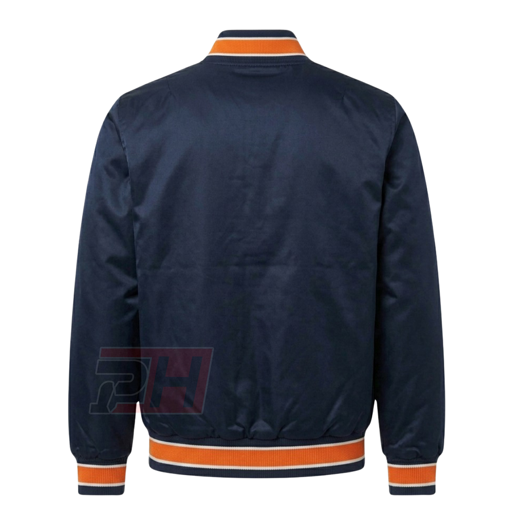 Men's Detroit Tigers Satin Bomber Jacket | Retro Varsity Letterman Coat | Vintage Baseball Fan Apparel | Handmade Athletic Outerwear