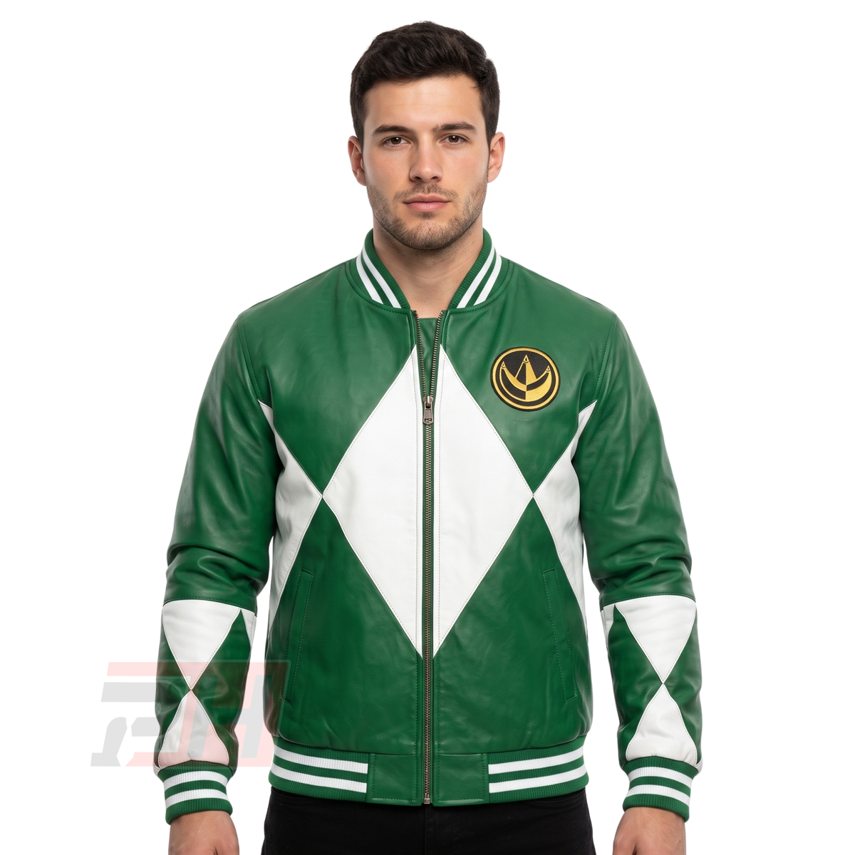 Men's Tommy Oliver Green Ranger Leather Jacket | 90s Dragonzord Cosplay Superhero Coat