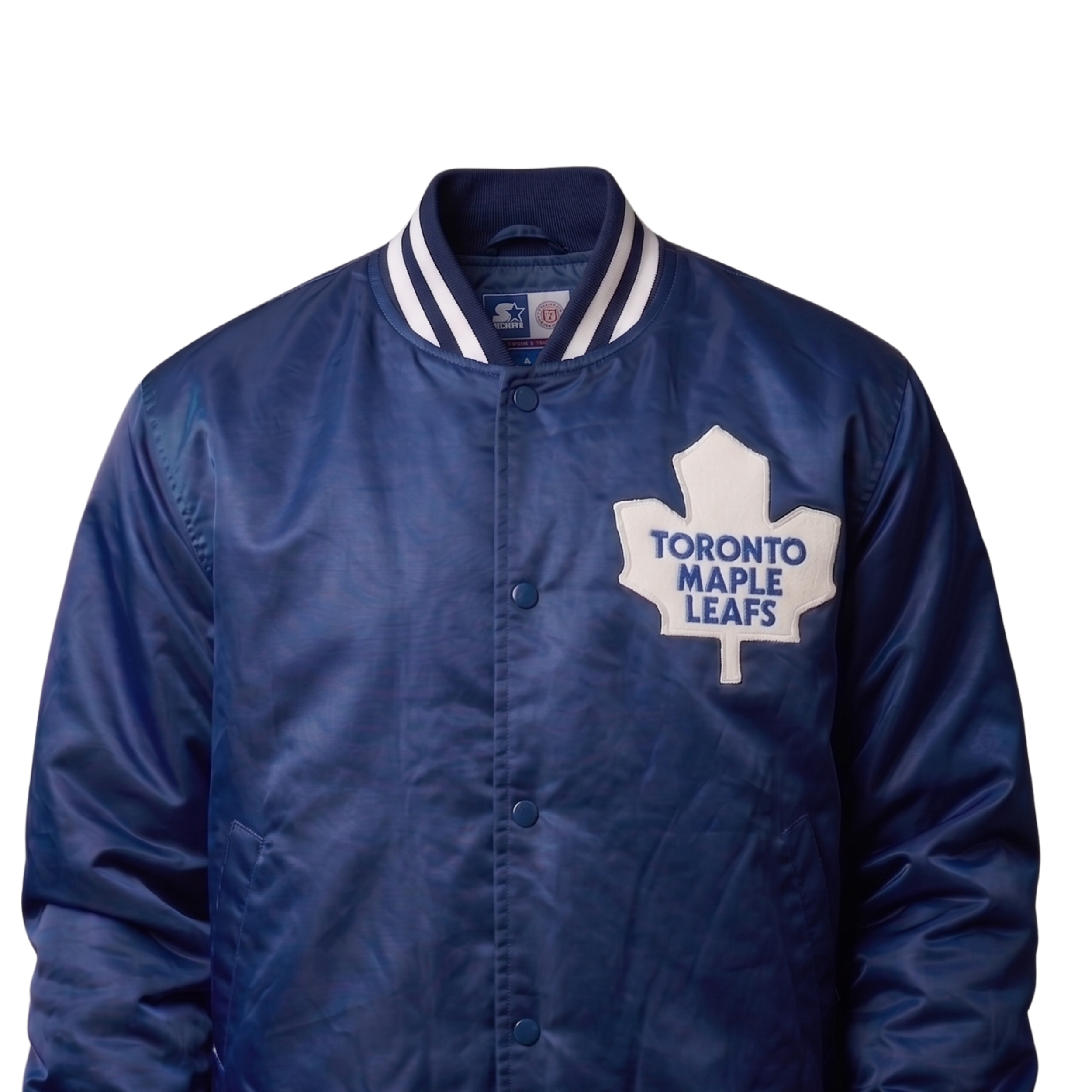Toronto Maple Leafs Retro Blue Satin Varsity Jacket | Men's Sports Bomber