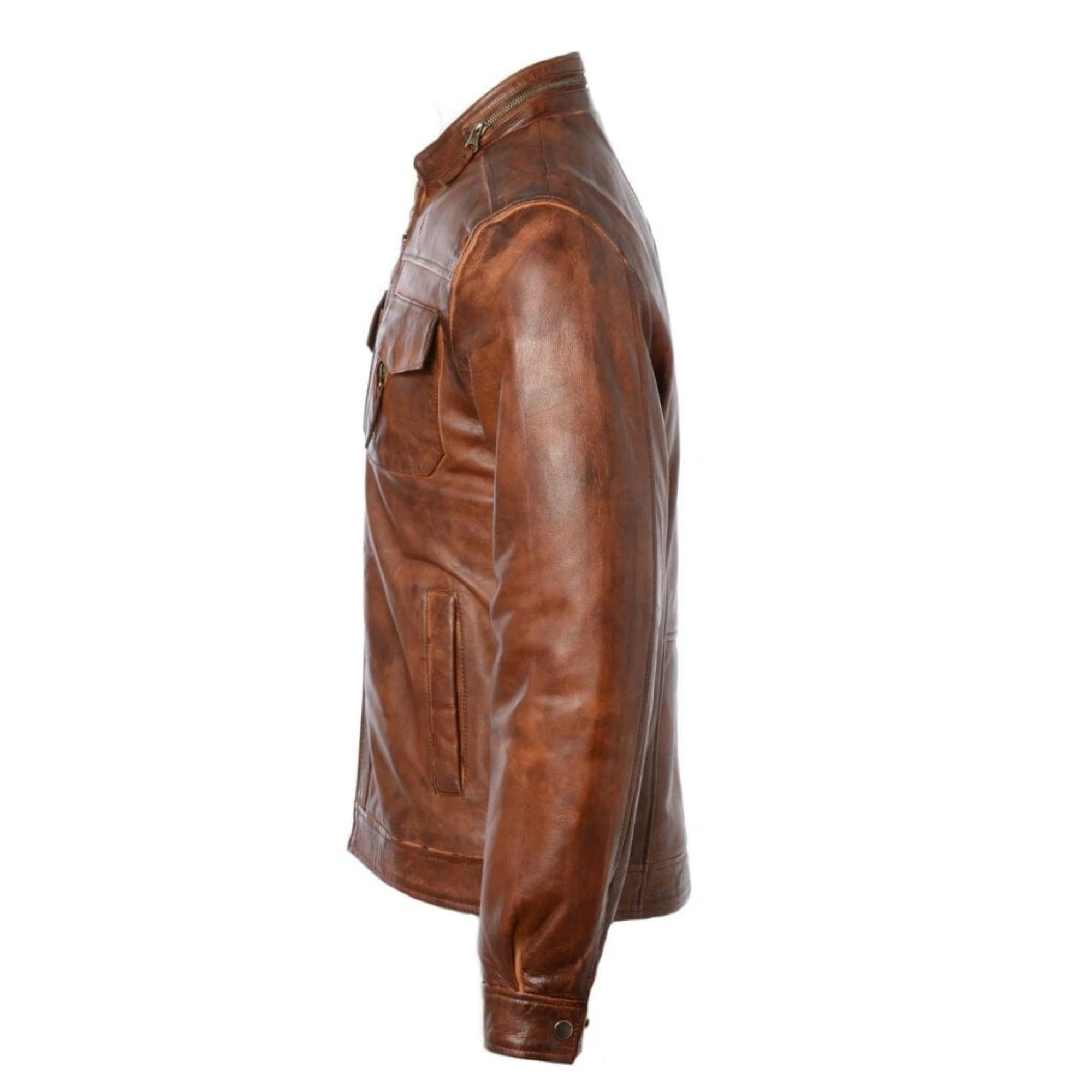 Men's Retro Brown Leather Motorcycle Jacket | Distressed Vintage Cafe Racer Slim Fit Biker Jacket