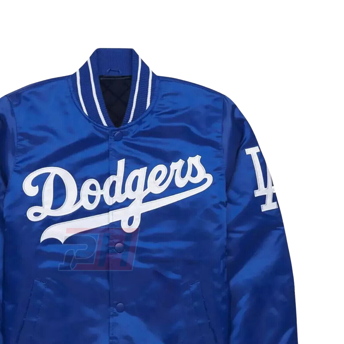 Prime Hide Handmade Los Angeles Dodgers Blue Satin Bomber Jacket Vintage Baseball Varsity Coat
