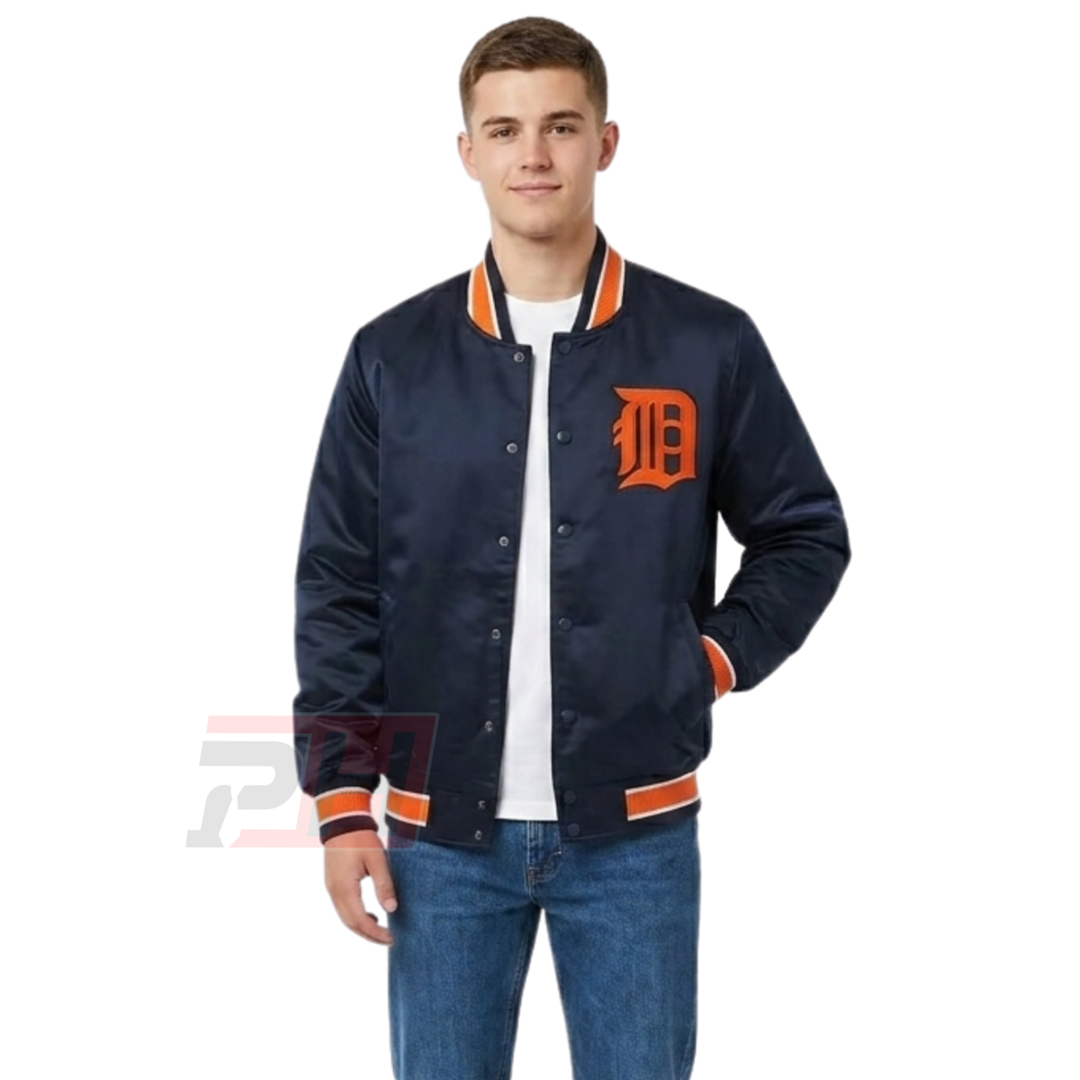 Men's Detroit Tigers Satin Bomber Jacket | Retro Varsity Letterman Coat | Vintage Baseball Fan Apparel | Handmade Athletic Outerwear
