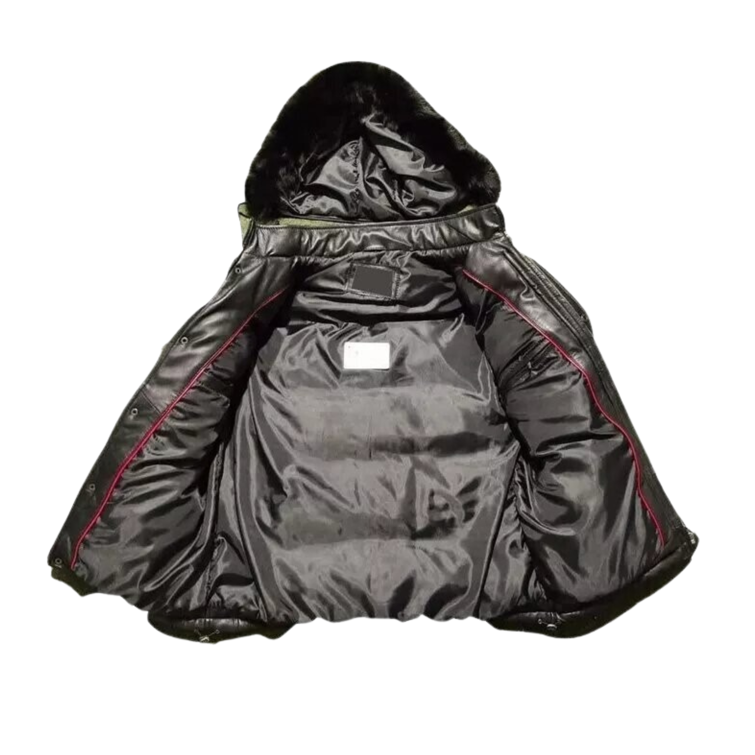 Men's Black Leather Puffer Vest | Hooded Sleeveless Winter Jacket