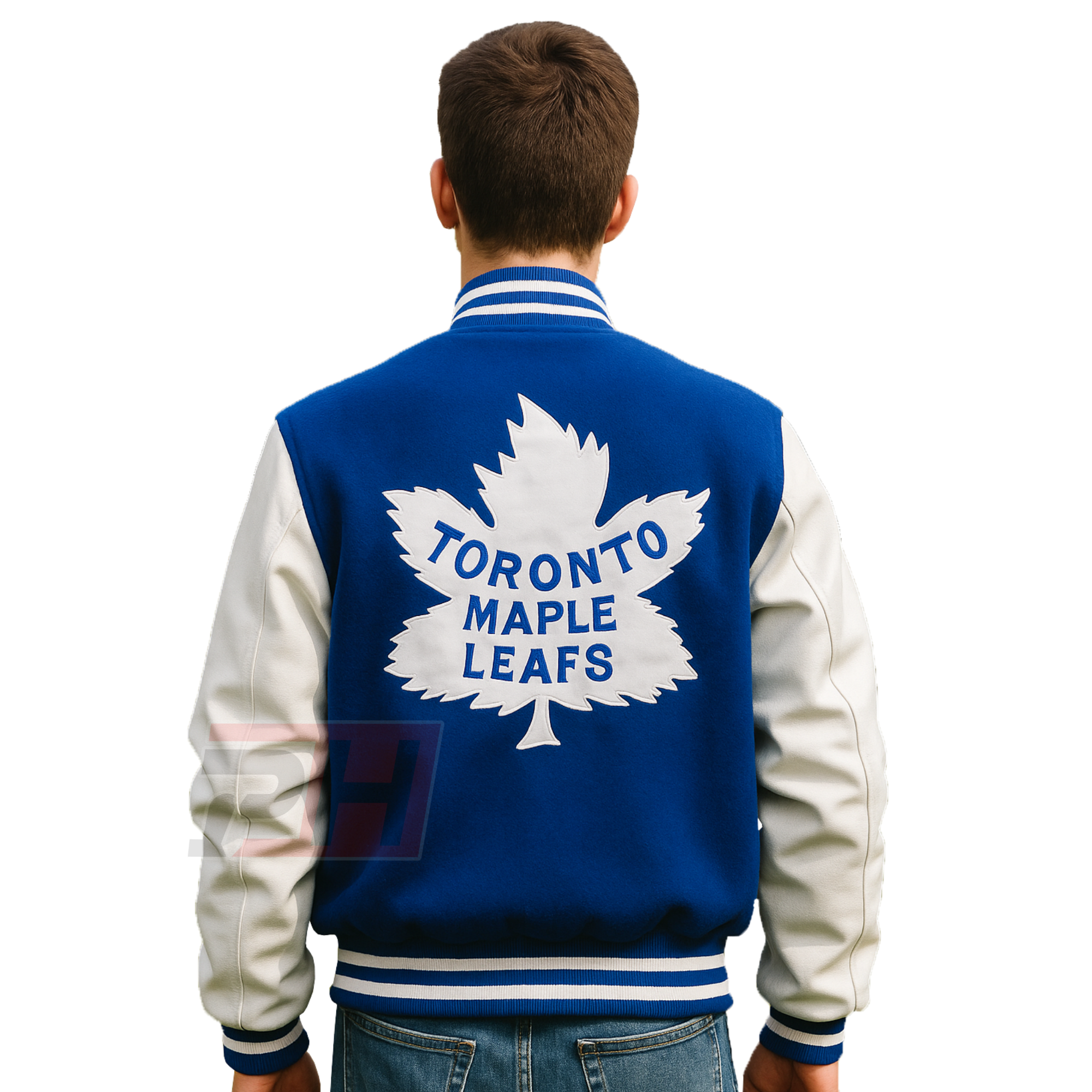 Men's Toronto Maple Leafs Varsity Jacket | Blue Wool & White Leather Letterman Bomber | Custom Hockey Fan Apparel | Retro Sports Coat