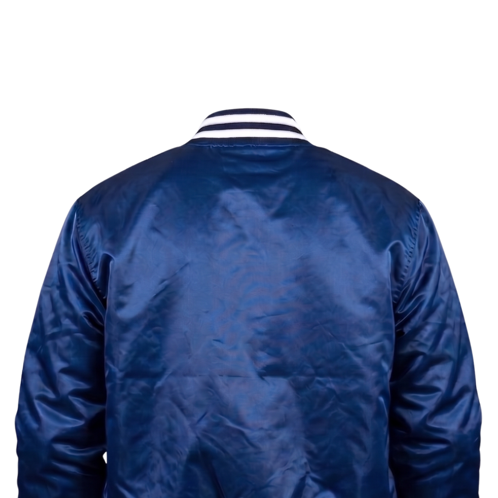 Toronto Maple Leafs Retro Blue Satin Varsity Jacket | Men's Sports Bomber