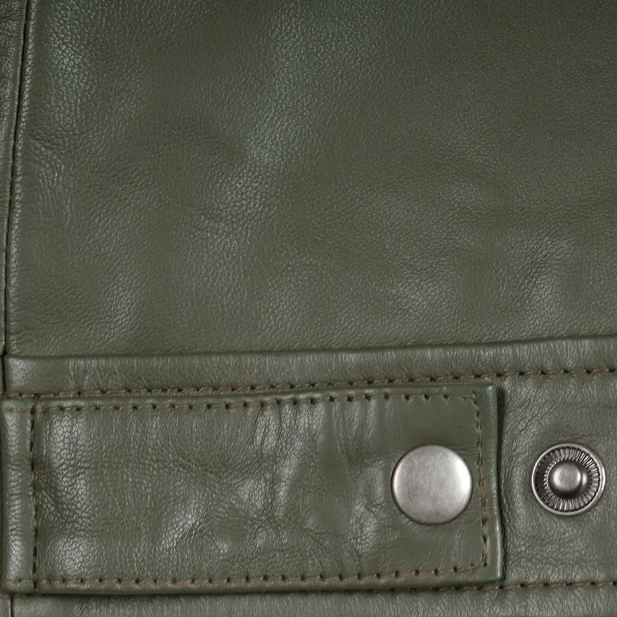 Men's Olive Green Leather Jacket | Genuine Leather & Faux Zip-Up Coat