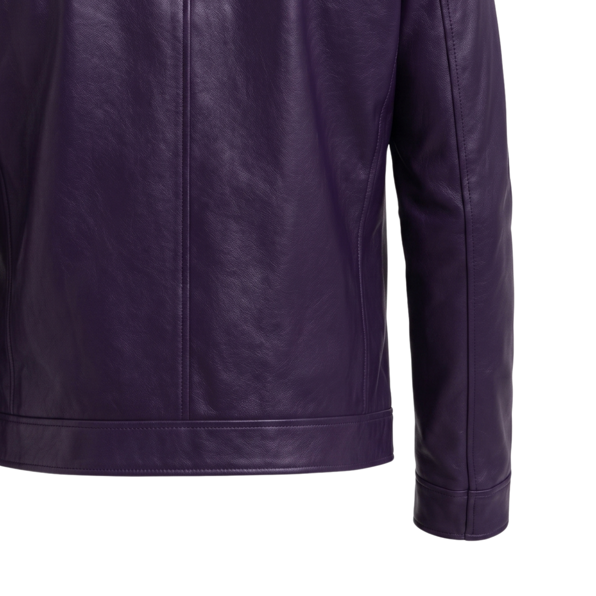 Men's Handmade Genuine Leather Purple Bomber Jacket | Classic Casual Zip-Up Biker Outerwear Coat