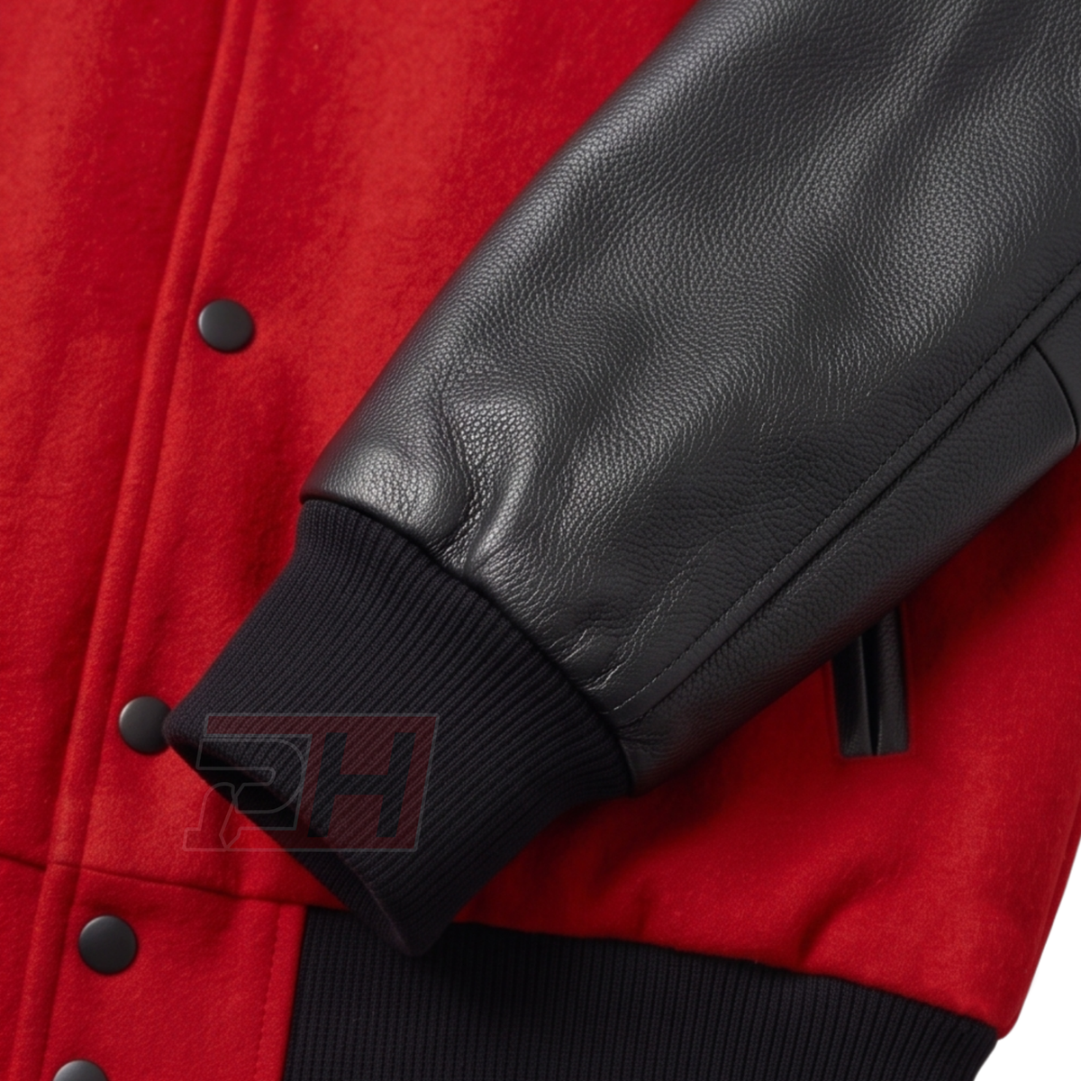 Men's Colin Jost Varsity Jacket | SNL Red Wool & Black Leather Bomber | Saturday Night Live Celebrity Letterman Coat | Custom Baseball Outerwear
