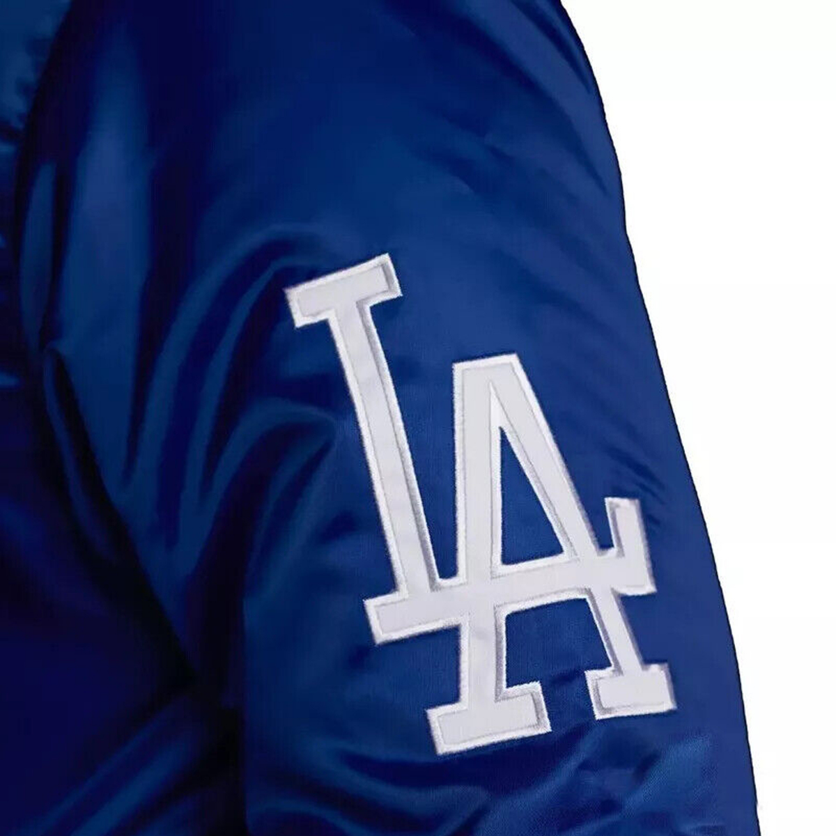 Prime Hide Handmade Los Angeles Dodgers Blue Satin Bomber Jacket Vintage Baseball Varsity Coat