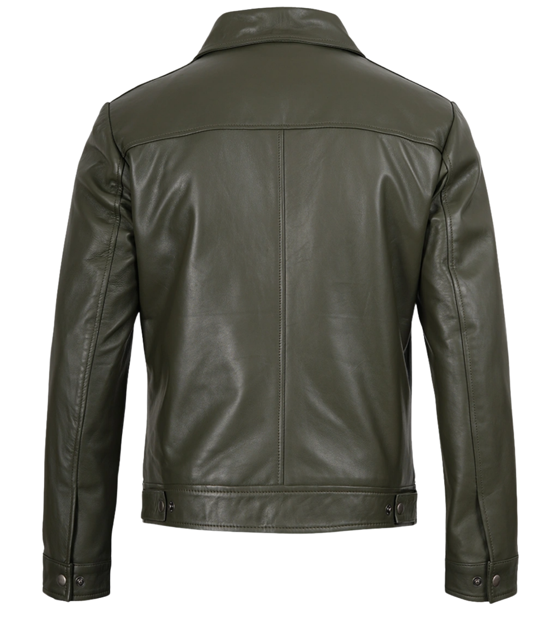 Men's Olive Green Leather Jacket | Genuine Leather & Faux Zip-Up Coat